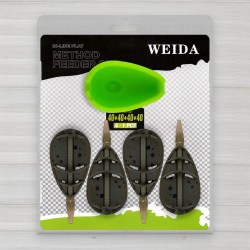 Набір фідерних годівниць Флет з силіконовою пресформою Weida XHJ-03, 4+1, 40г